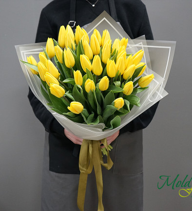 Букет из жёлтых тюльпанов Фото 394x433